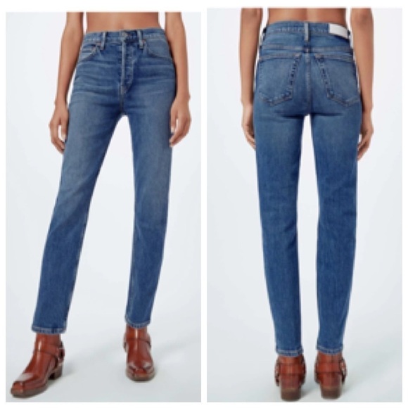 Re/Done High Rise Ankle Crop Jeans Mid70s Blue Women’s Size 25 Button Fly - Picture 1 of 16